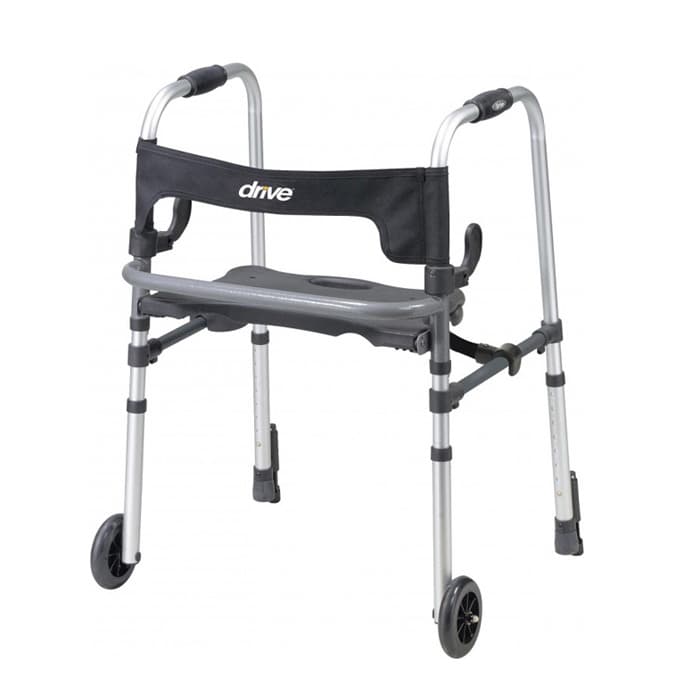 Drive Clever lite LS adult walker with seat and push down brakes - Image 1