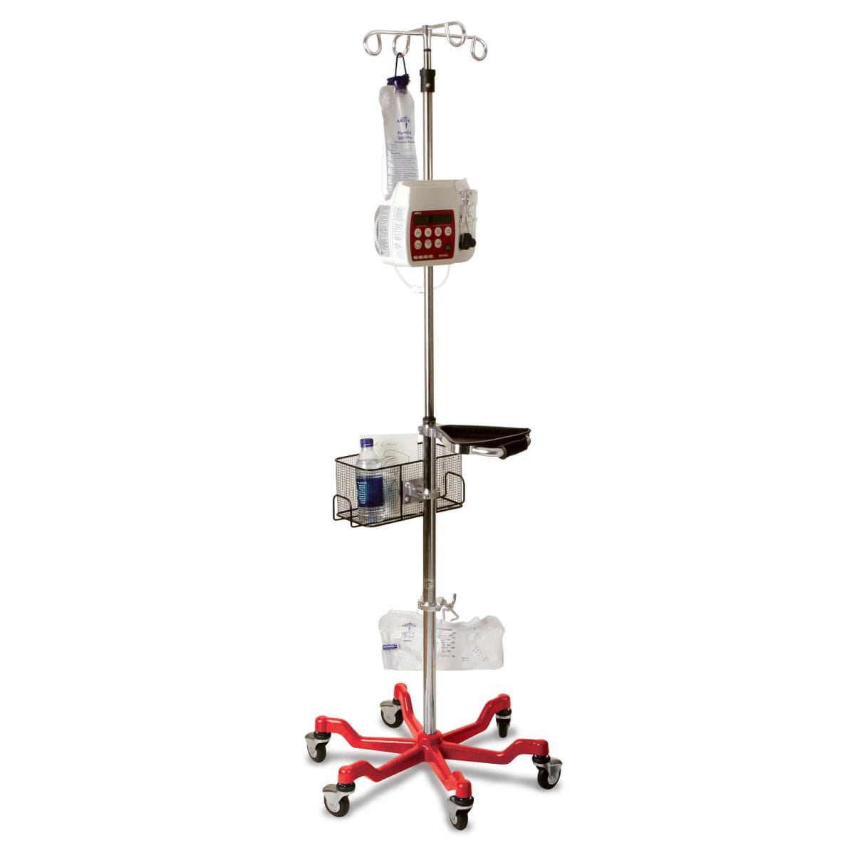 Medline Stainless Steel 6-Leg Heavy-Duty IV Pole with Quick Release Casters