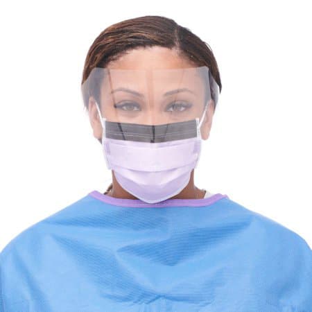 Medline ASTM Level 3 Procedure Mask with Eye Shield, Purple