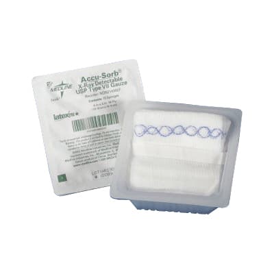 Accu-Sorb X-Ray Detectable Gauze Sponge White 4 x 4 Inch 16-Ply Square - Image 1