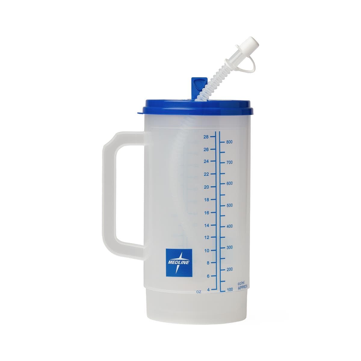 Medline Insulated Carafe with Graduations, Clear with Blue Lid
