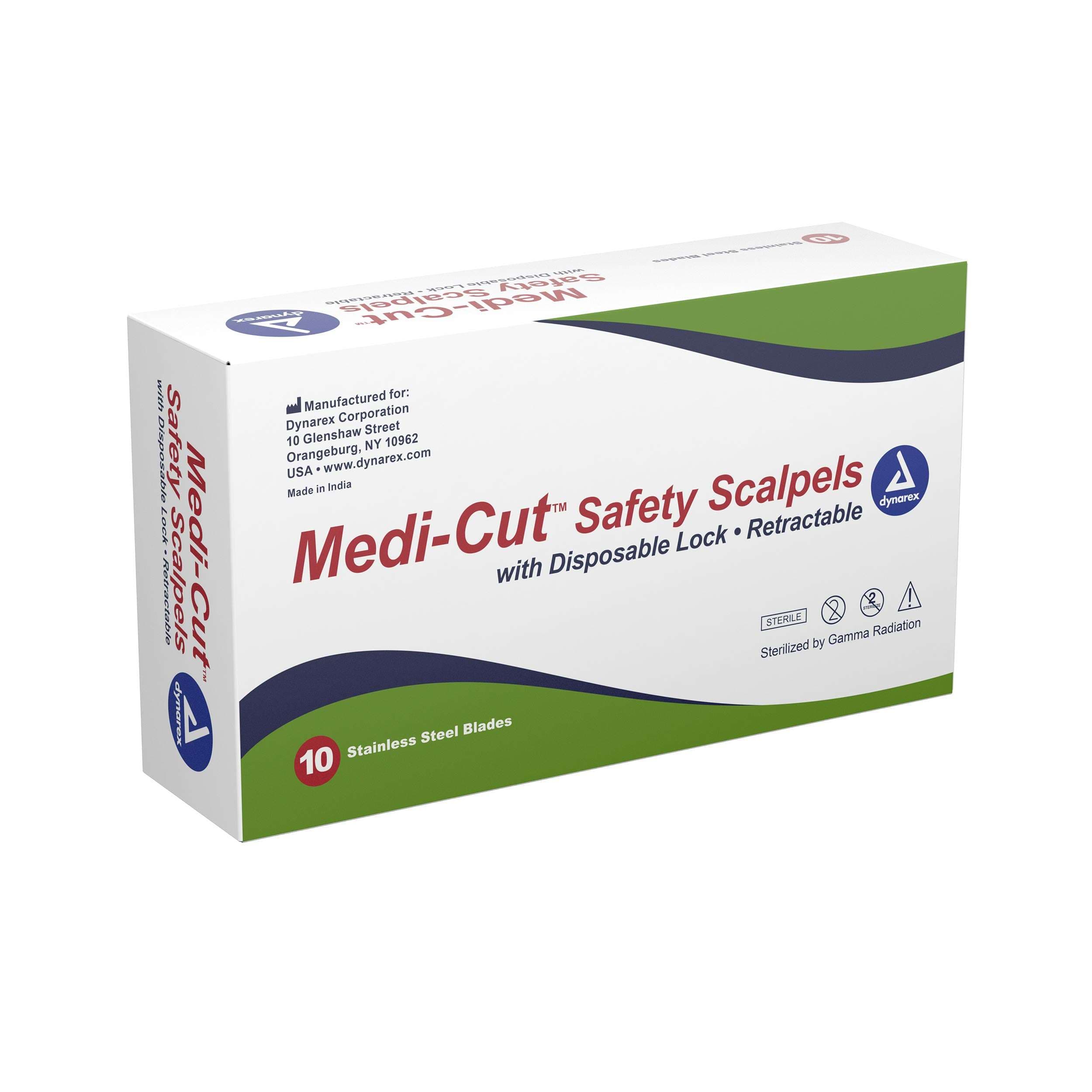 Dynarex Medicut Safety Scalpels With Disposable Lock, Retractable