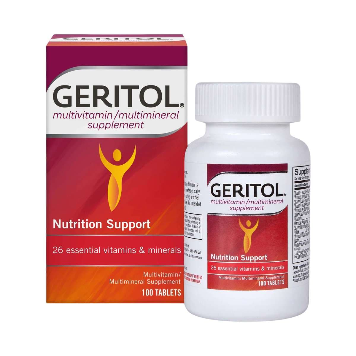 Geritol Multivitamin Nutrition Support Tablets - Bottle of 100