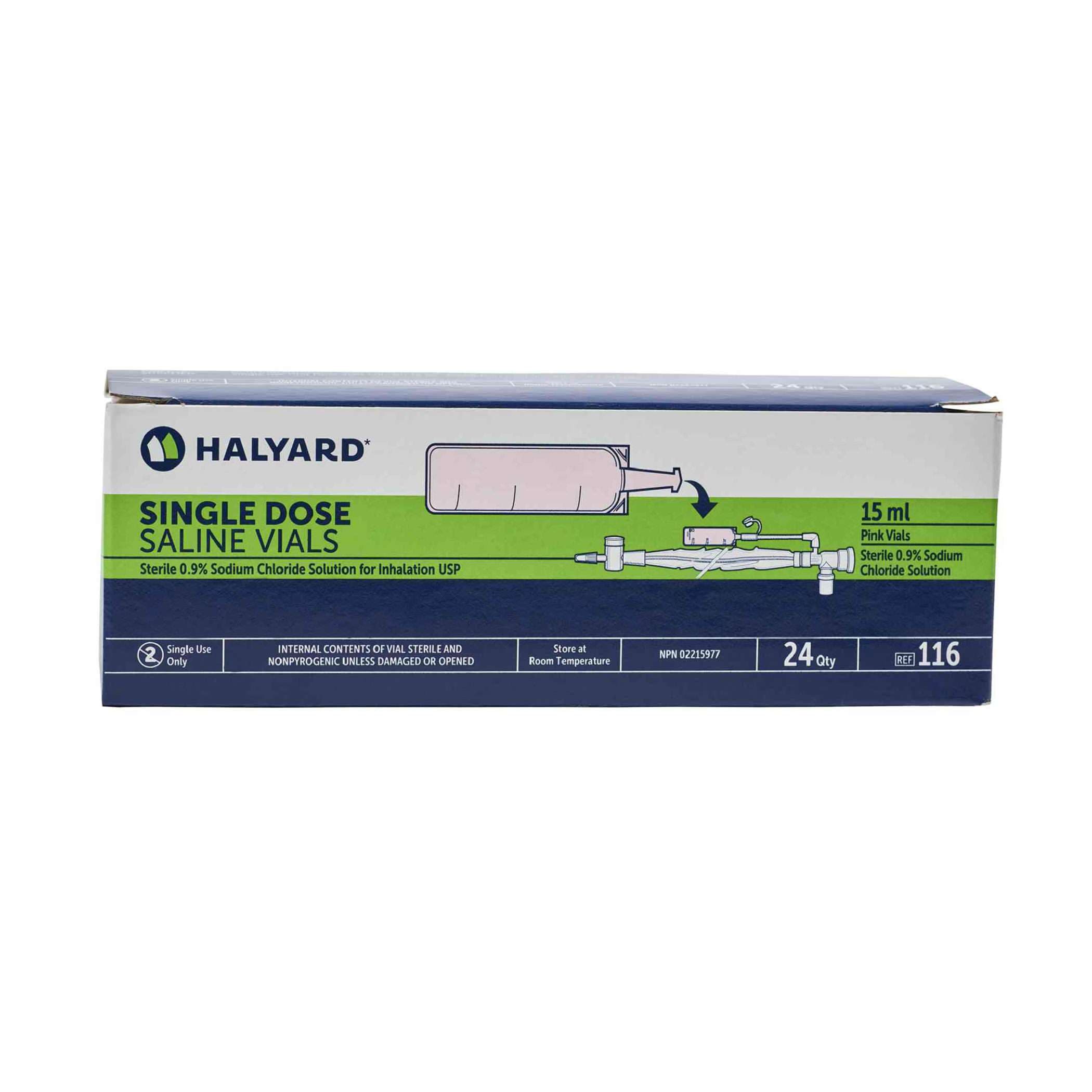 Halyard Single Dose Saline Vials, 0.9% Sodium Chloride Solution - Box of 24 - Image 1