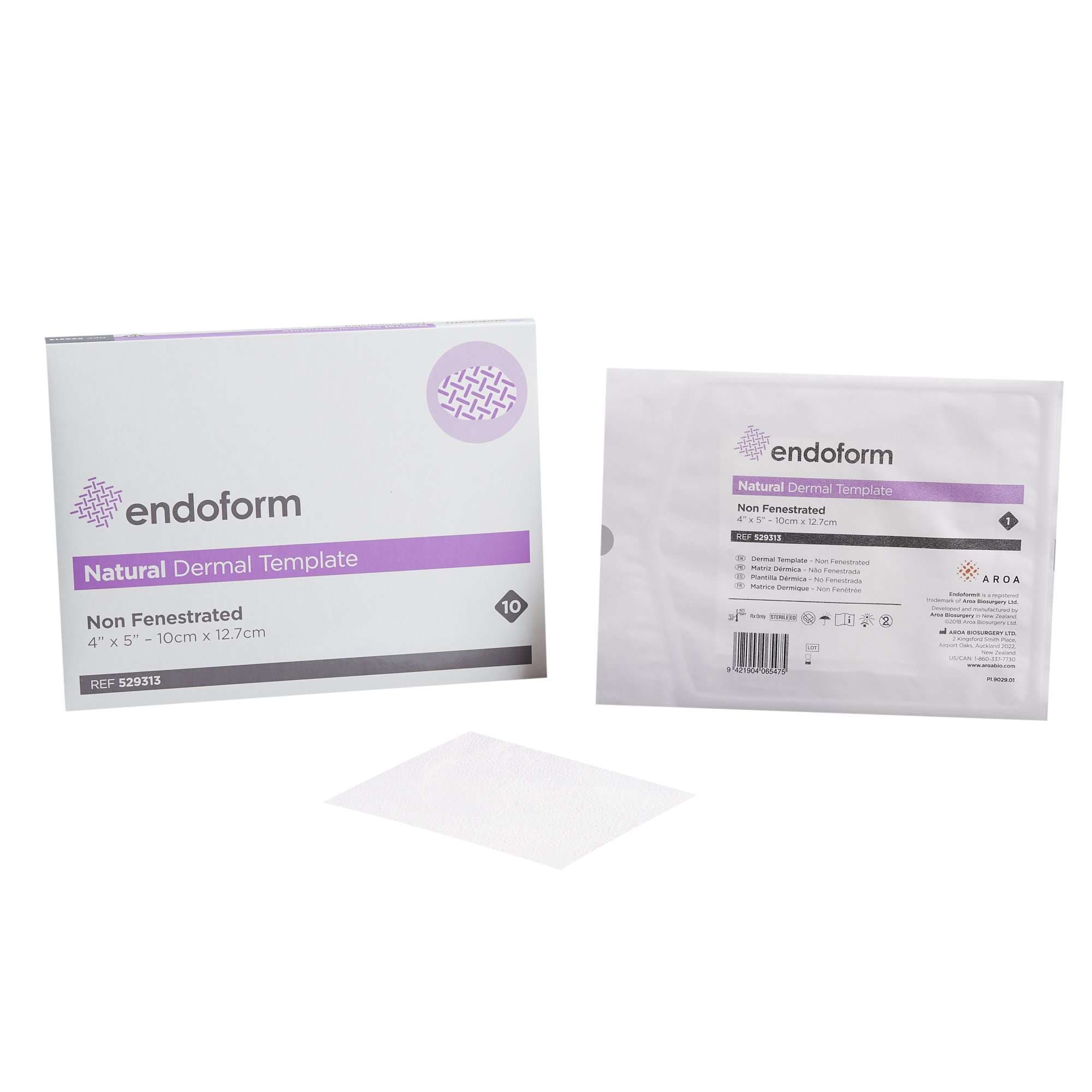 Endoform Non Fenestrated Natural Dermal Template Collegen Dressing, 4 x 5 Inch - Box of 10 - Image 1