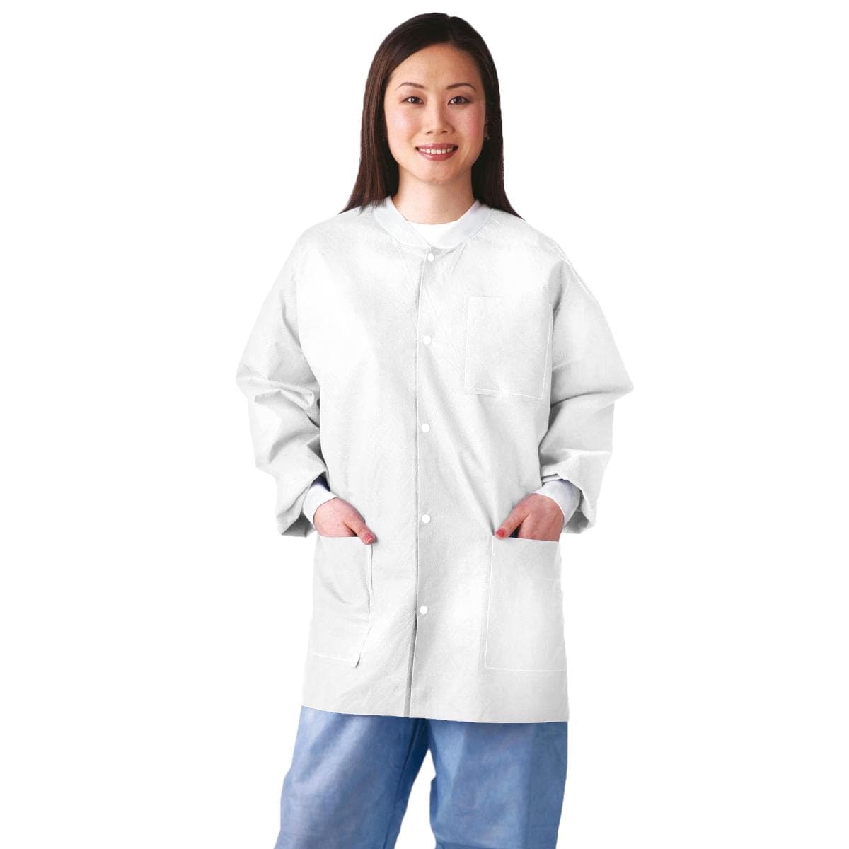Medline Multilayer SMS Lab Jacket with Knit Cuffs and Collar - Image 1