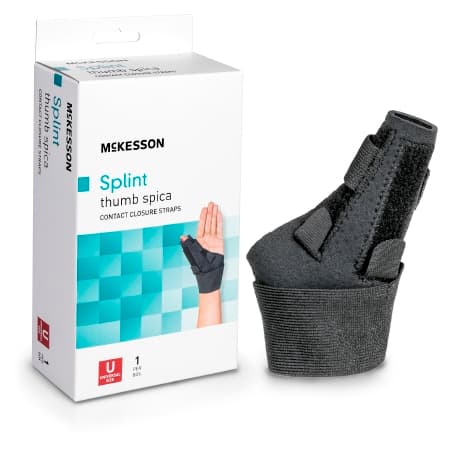 McKesson Thumb Splint Black Hook and Loop Closure One Size Fits Most Thumb Spica - Image 1