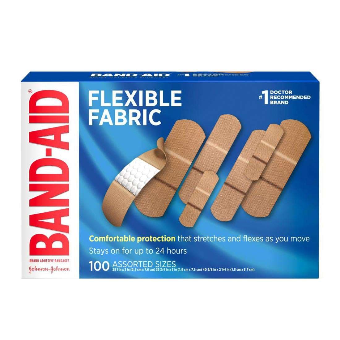 Band-Aid Flexible Fabric Adhesive Bandages - Box of 100