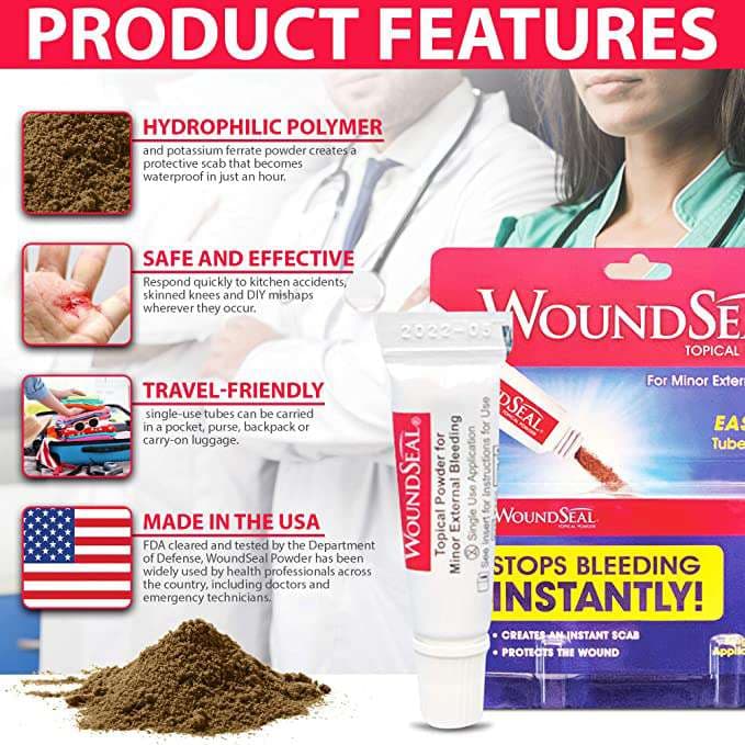 WoundSeal Topical Powder for Minor External Bleeding Hemostatic Agent - Package of 4 - Image 7