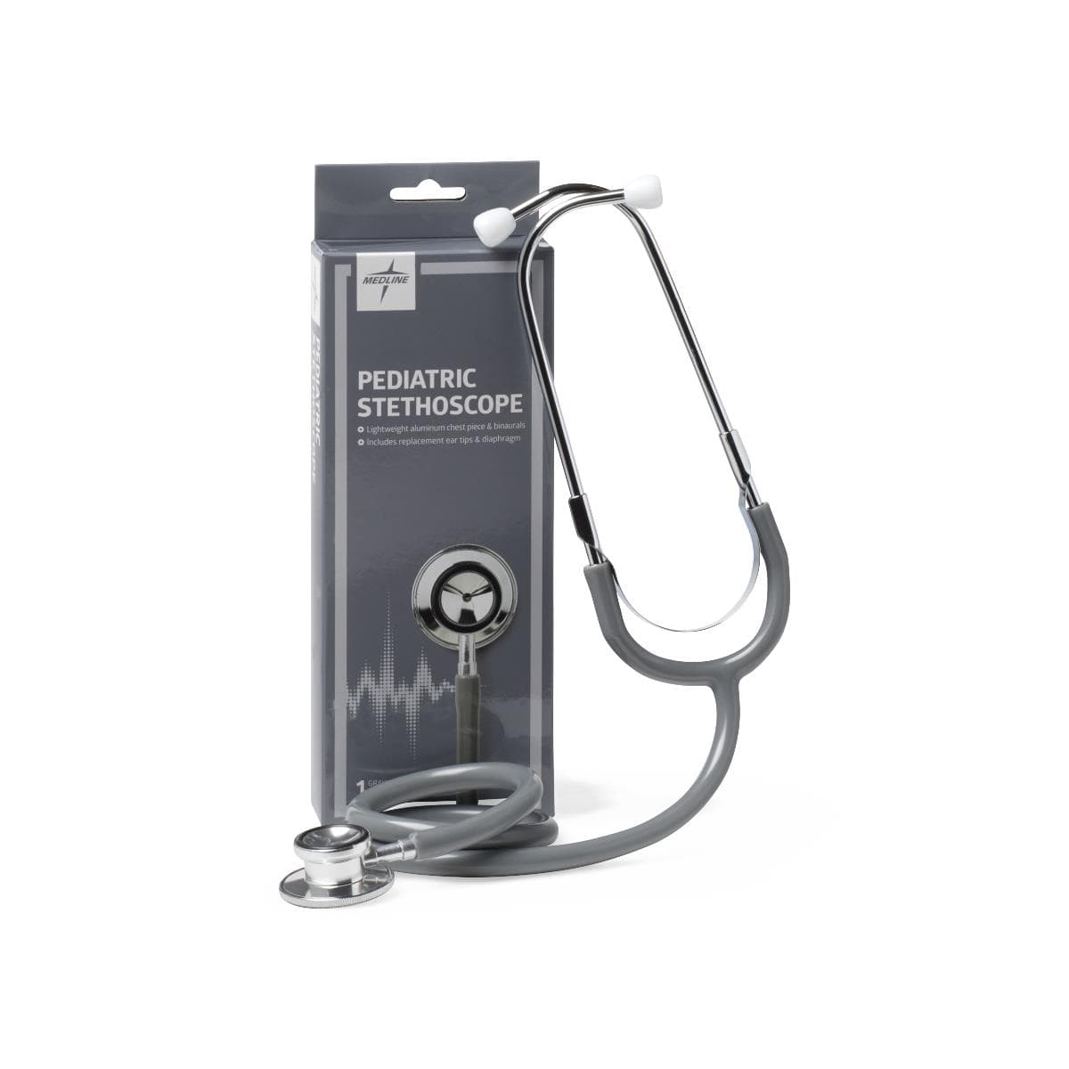 Medline Dual-Head Pediatric Stethoscope, Gray - Image 1