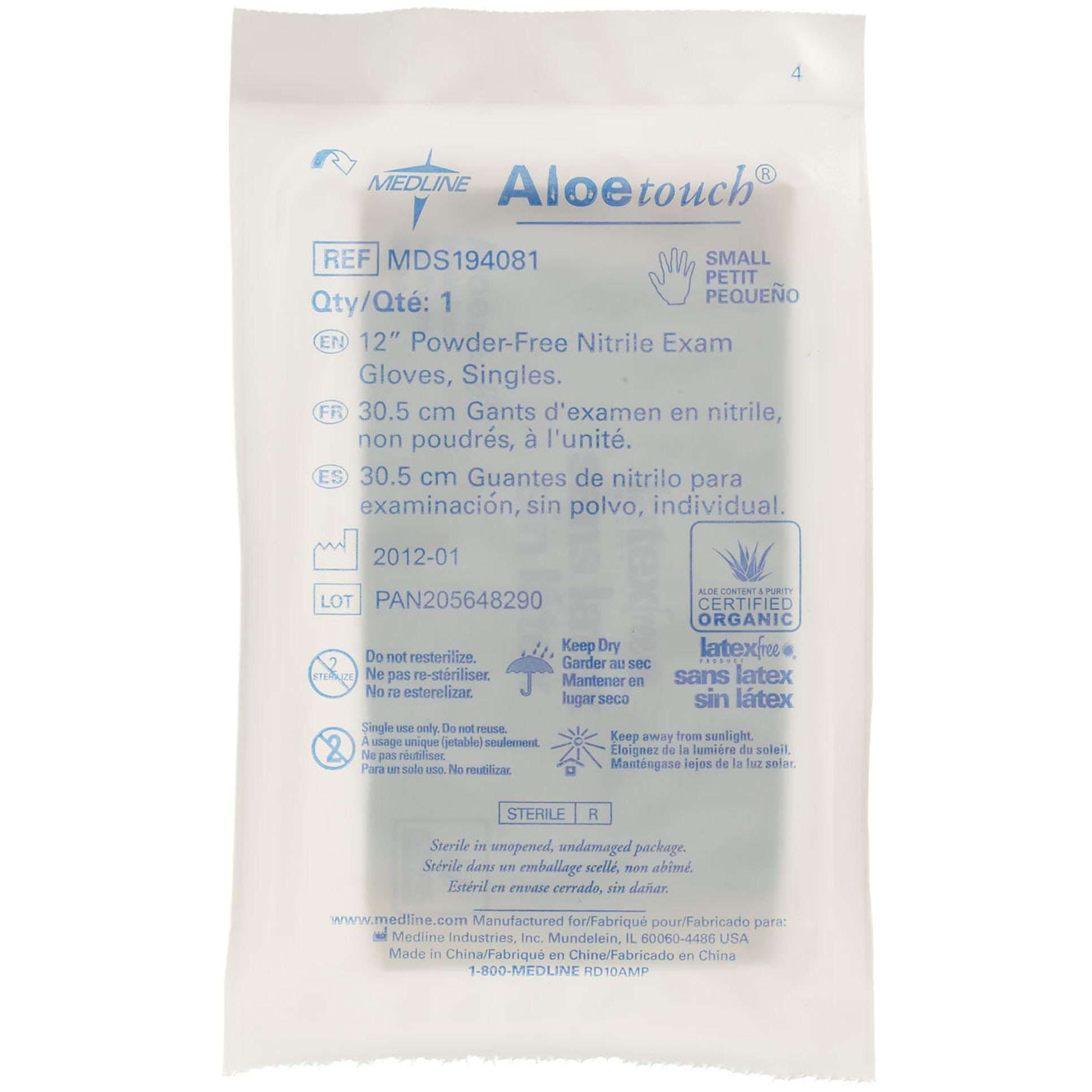 Medline AloeTouch 12" Powder-Free Nitrile Exam Gloves