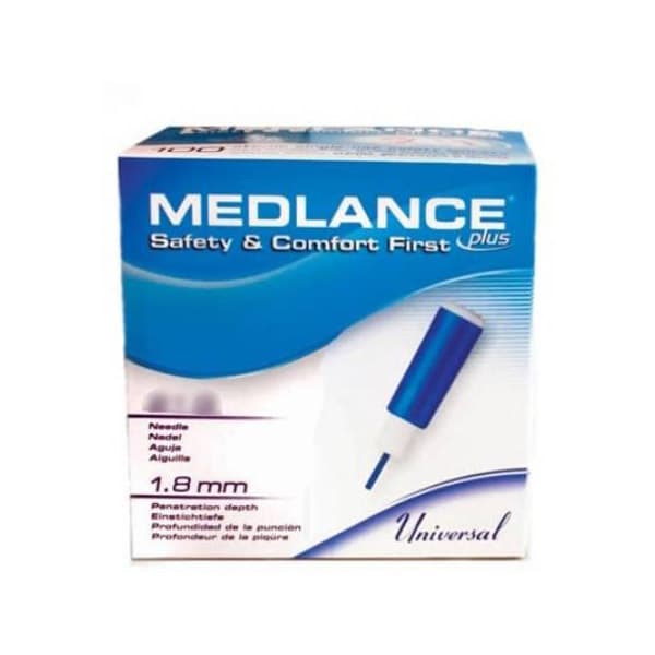 Medlance Safety Lancet, 1.8 mm Depth, Blue, 21 Gauge