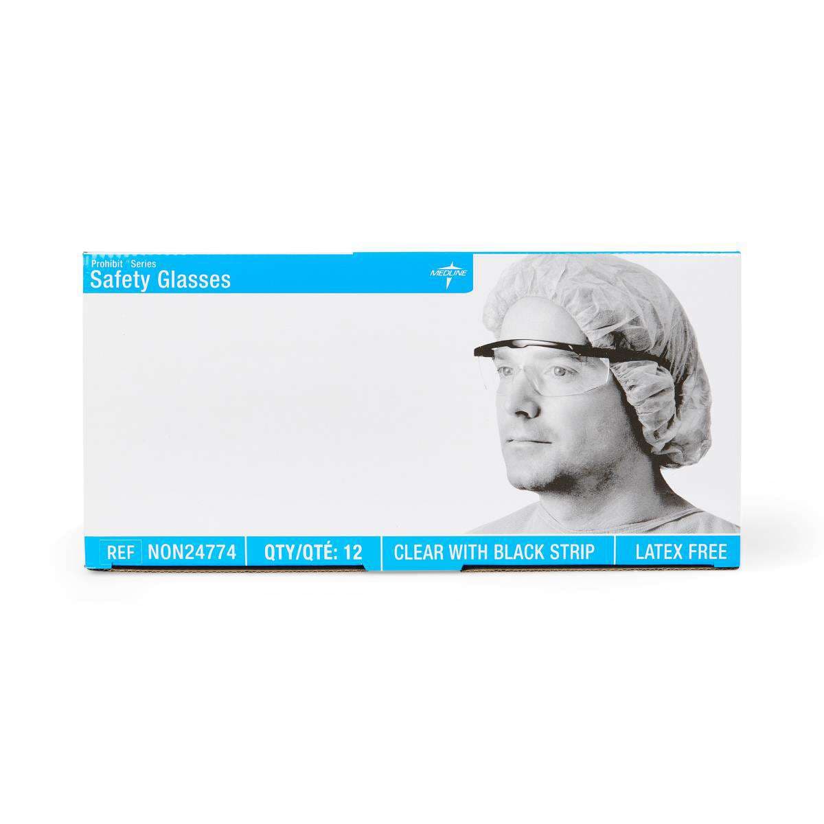 Medline Clear Safety Glasses With Black Frame