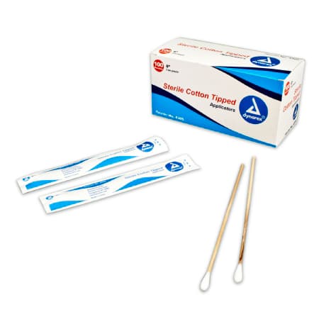 Dynarex Sterile Cotton Tipped Applicator with Wood Shaft, 6 Inch - Box of 100