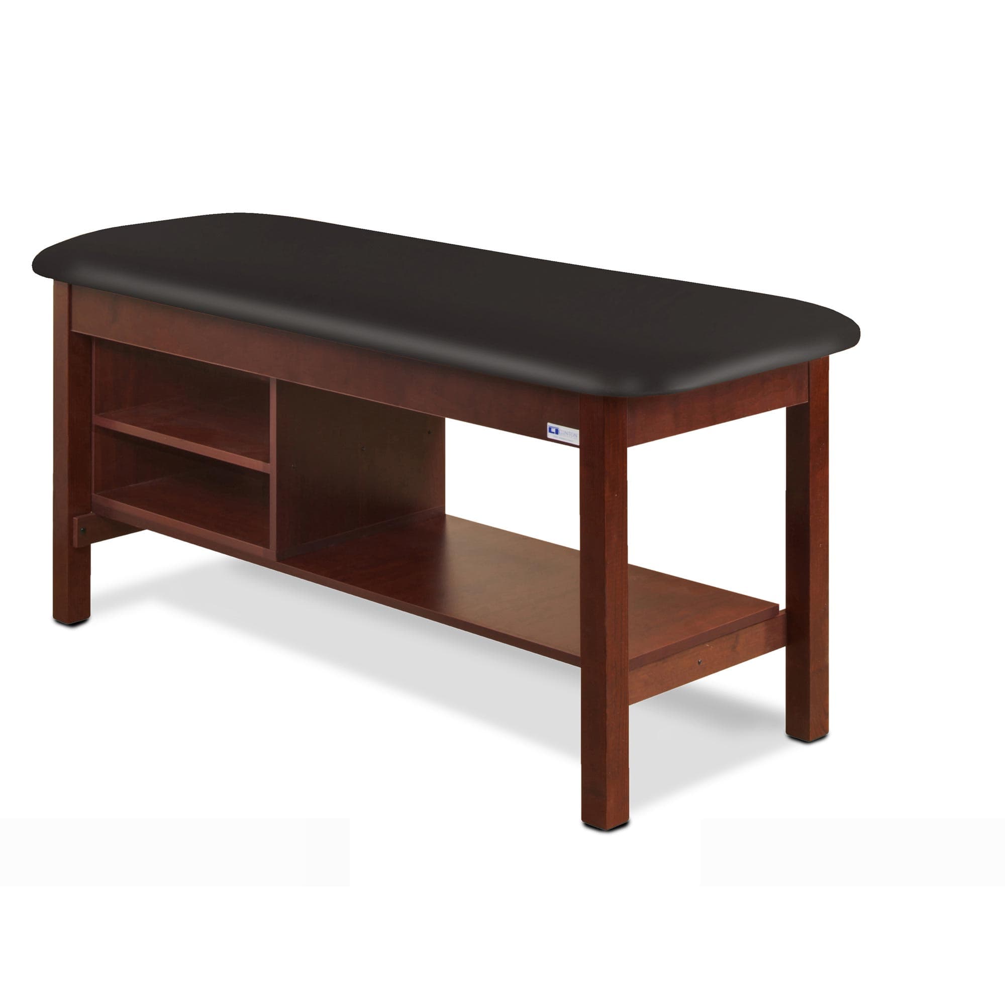 Clinton flat top classic series straight line treatment table with shelving