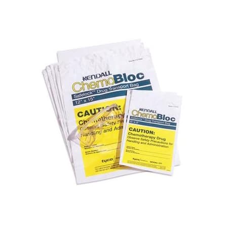 Kendall ChemoPlus Chemo Drug Transport Bag, 4 mil Thick, White, 6" x 9" - Case of 200
