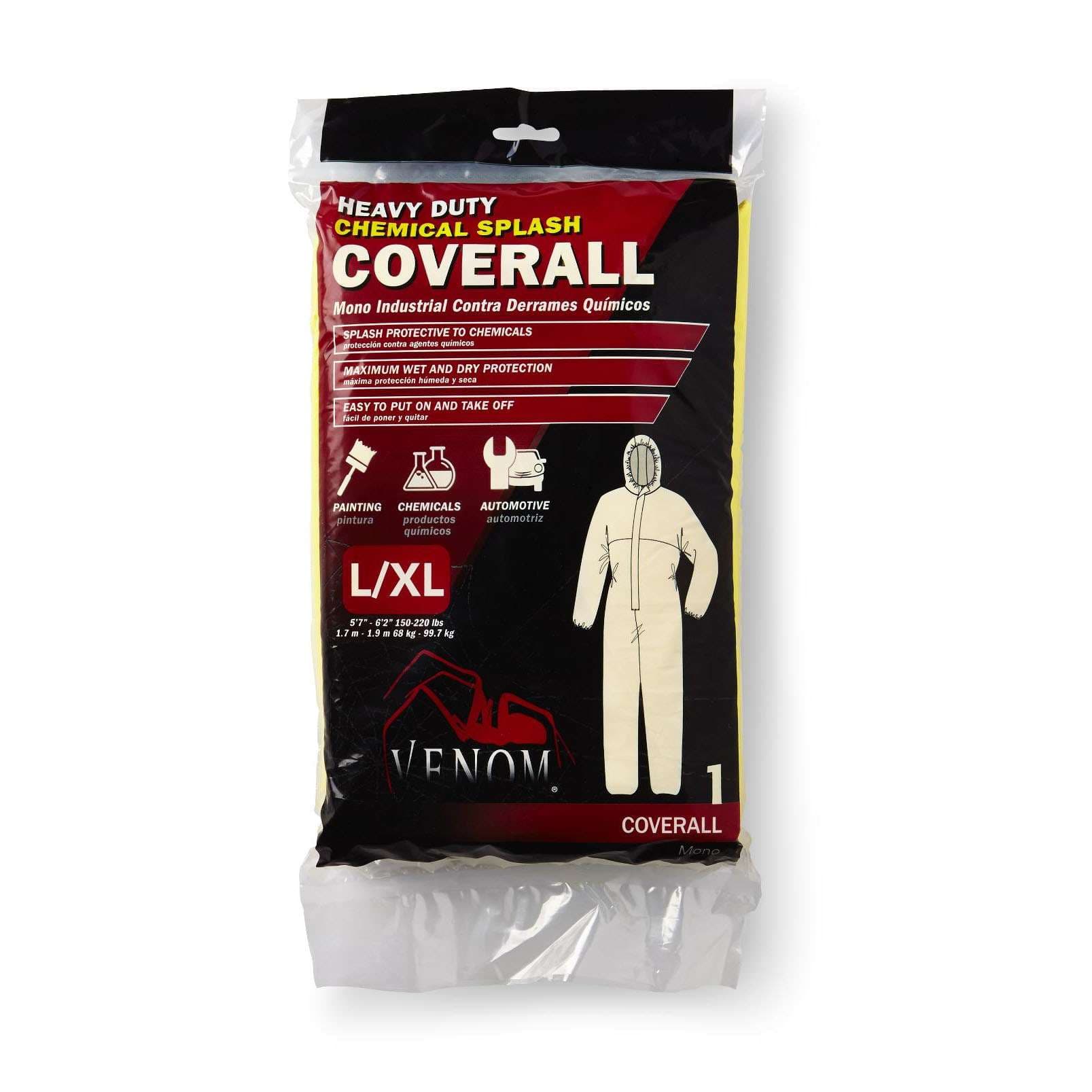 Medline Venom Steel Chemical Splash Industrial Coverall, Large-Extra Large - Case of 24