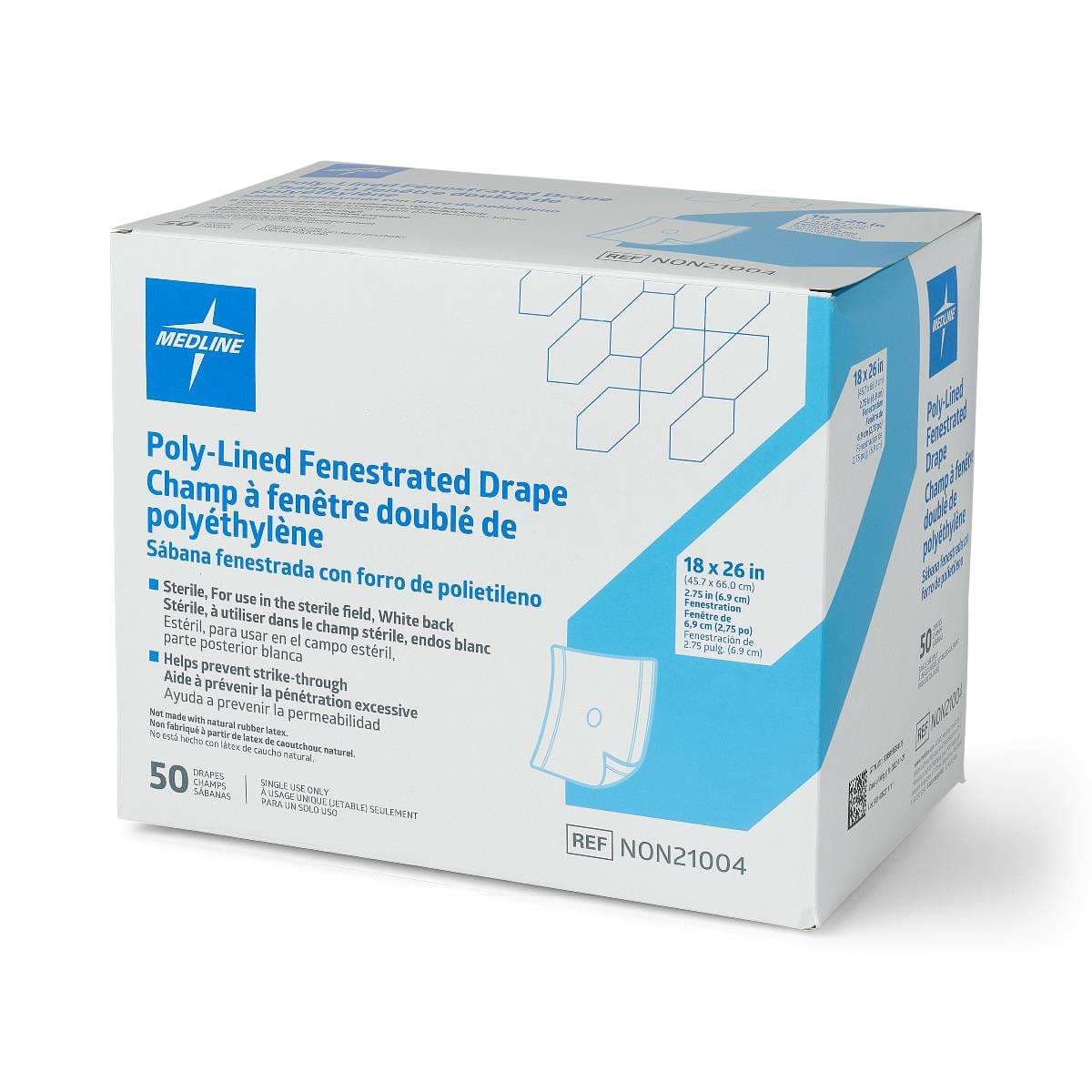 Medline Sterile Fenestrated Disposable Drape, 18" x 26" - Image 1