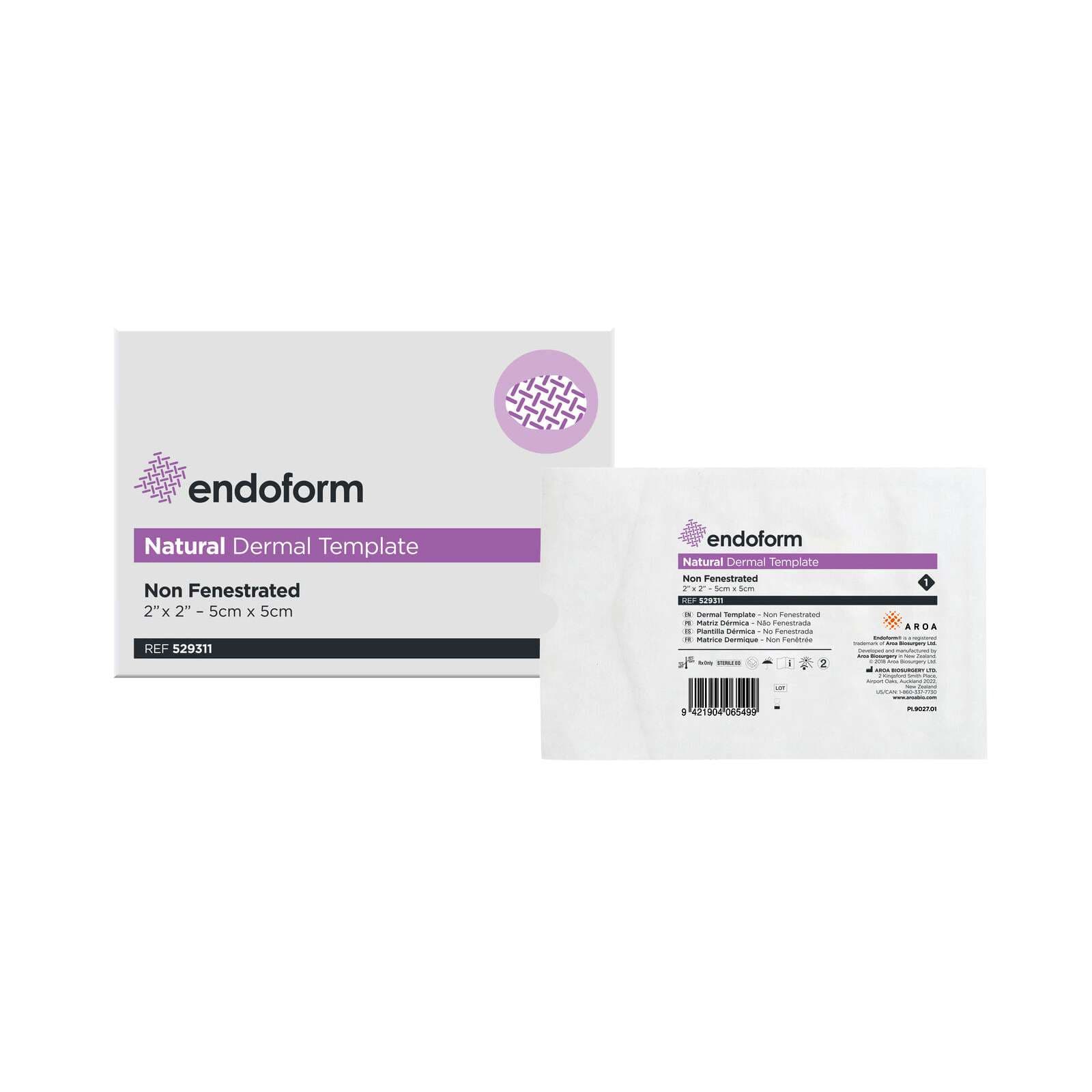 Endoform Non Fenestrated Natural Dermal Template Collegen Dressing, 2 x 2 Inch - Box of 10 - Image 1
