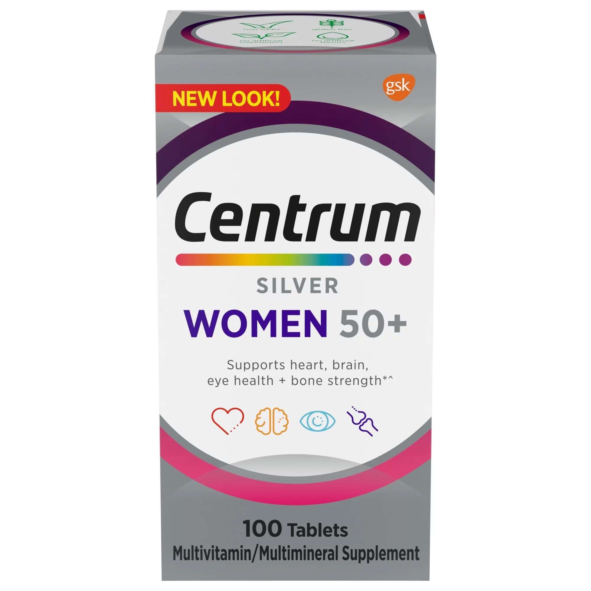 Centrum Silver Women 50+ Multivitamin Supplement Tablets - Bottle of 100