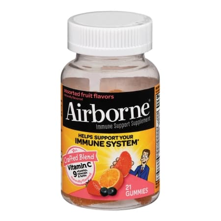 Airborne Immune Support Multivitamin Supplement Gummy, Assorted Fruit Flavor