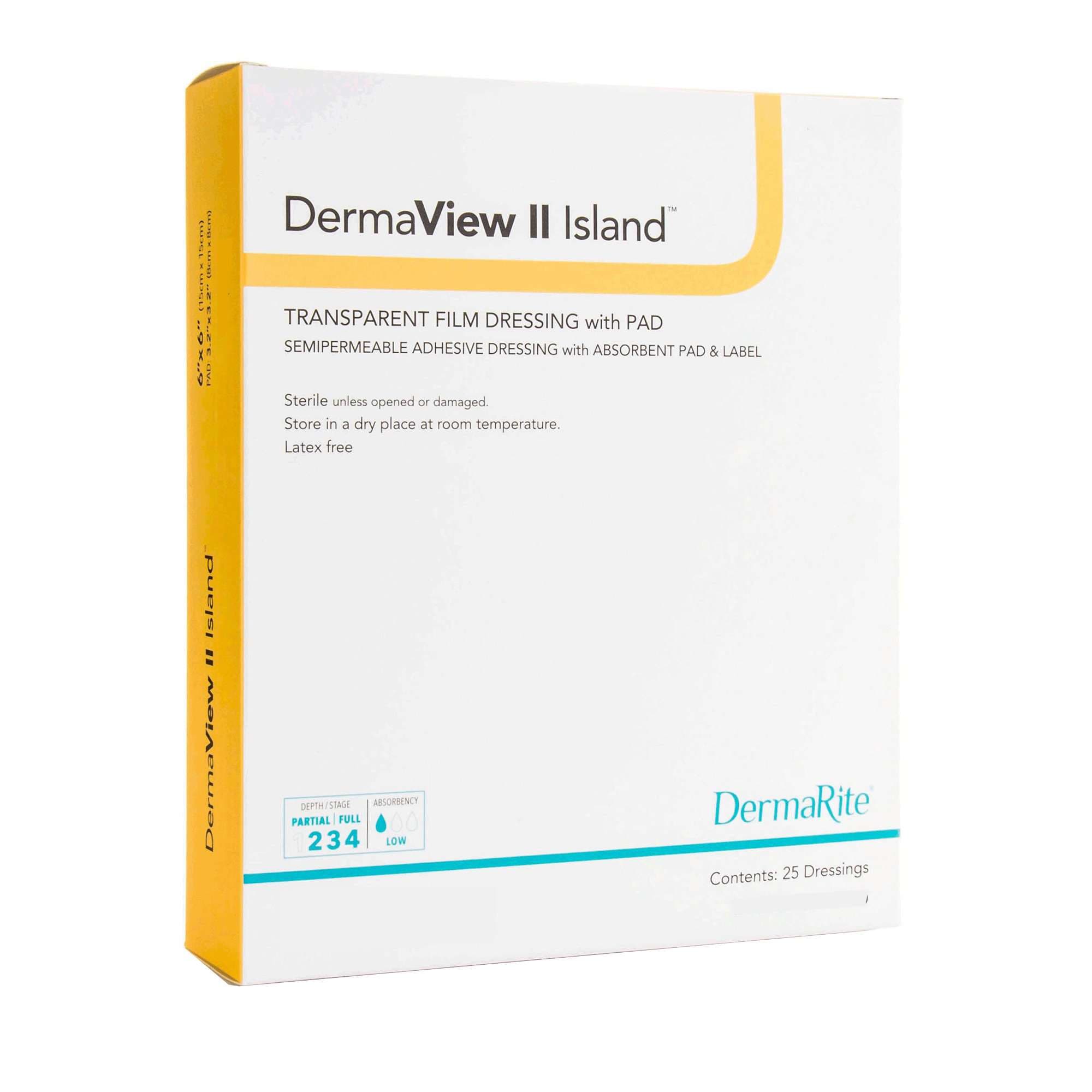 DermaView II Island Transparent Film Wound Dressing with pad