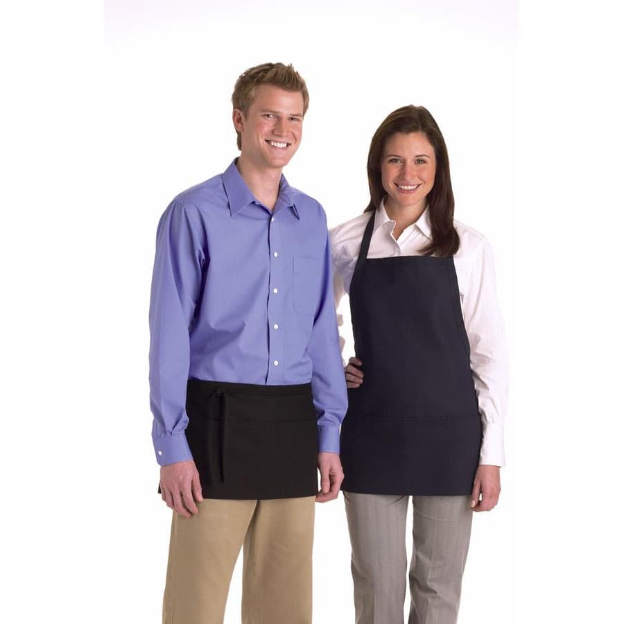Medline Bib Apron with 3 Pockets, 24 x 28 Inch, Navy - Image 1