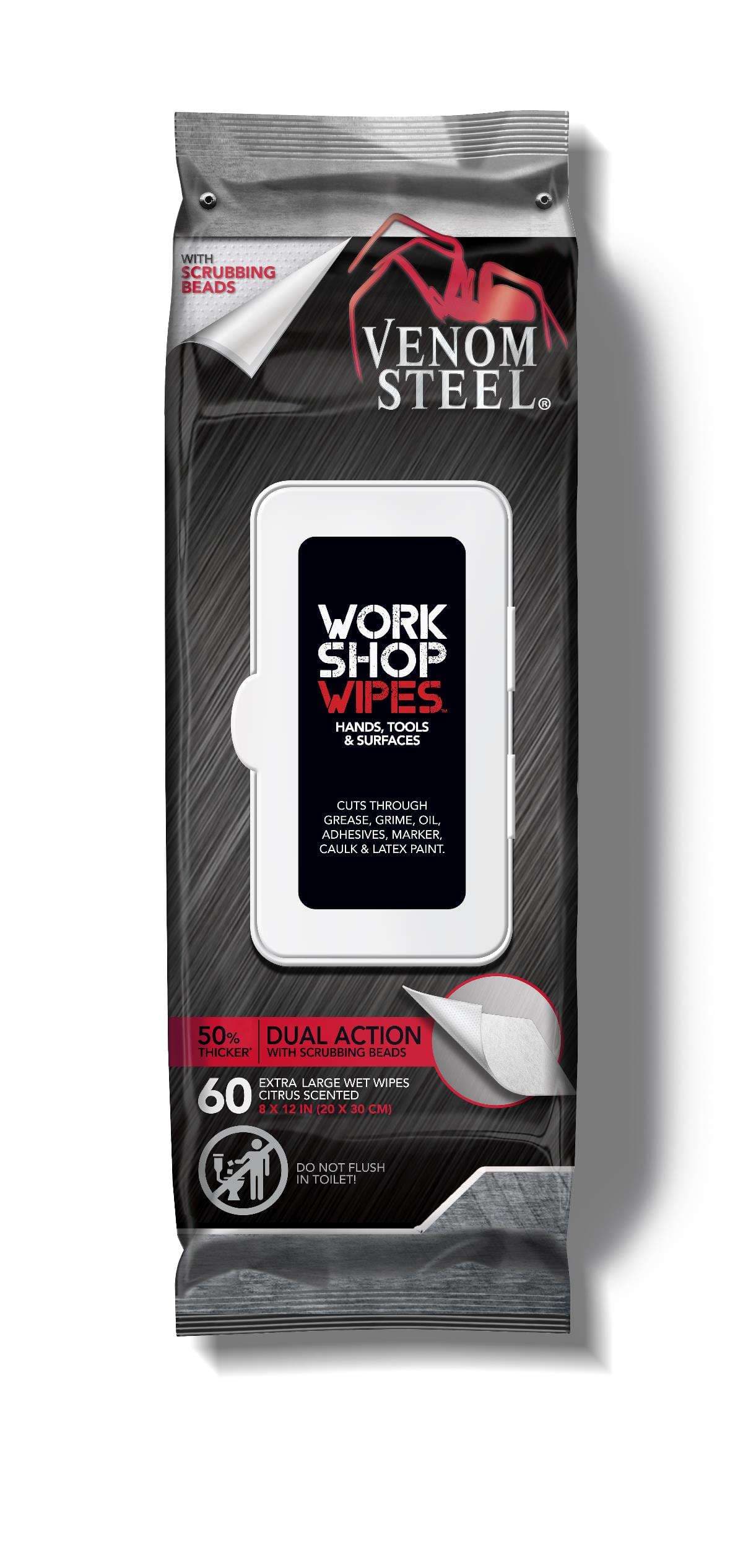 Venom Steel Workshop Wipes with Scrubbing Beads, 8 x 12 Inch