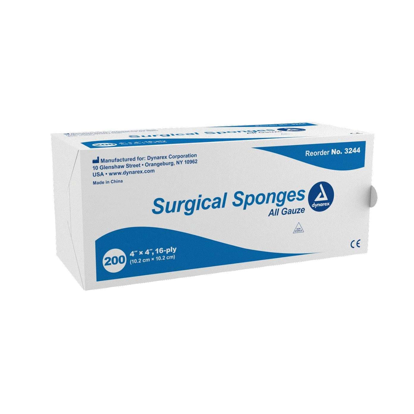 Dynarex Surgical Sponge, Non Sterile, 16 Ply, 4 x 4 Inch - Box of 200 - Image 1