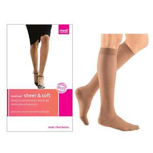 Mediven Sheer & Soft Calf High Compression Stocking, Size 3, Toffee - Pair of 2 - Image 1