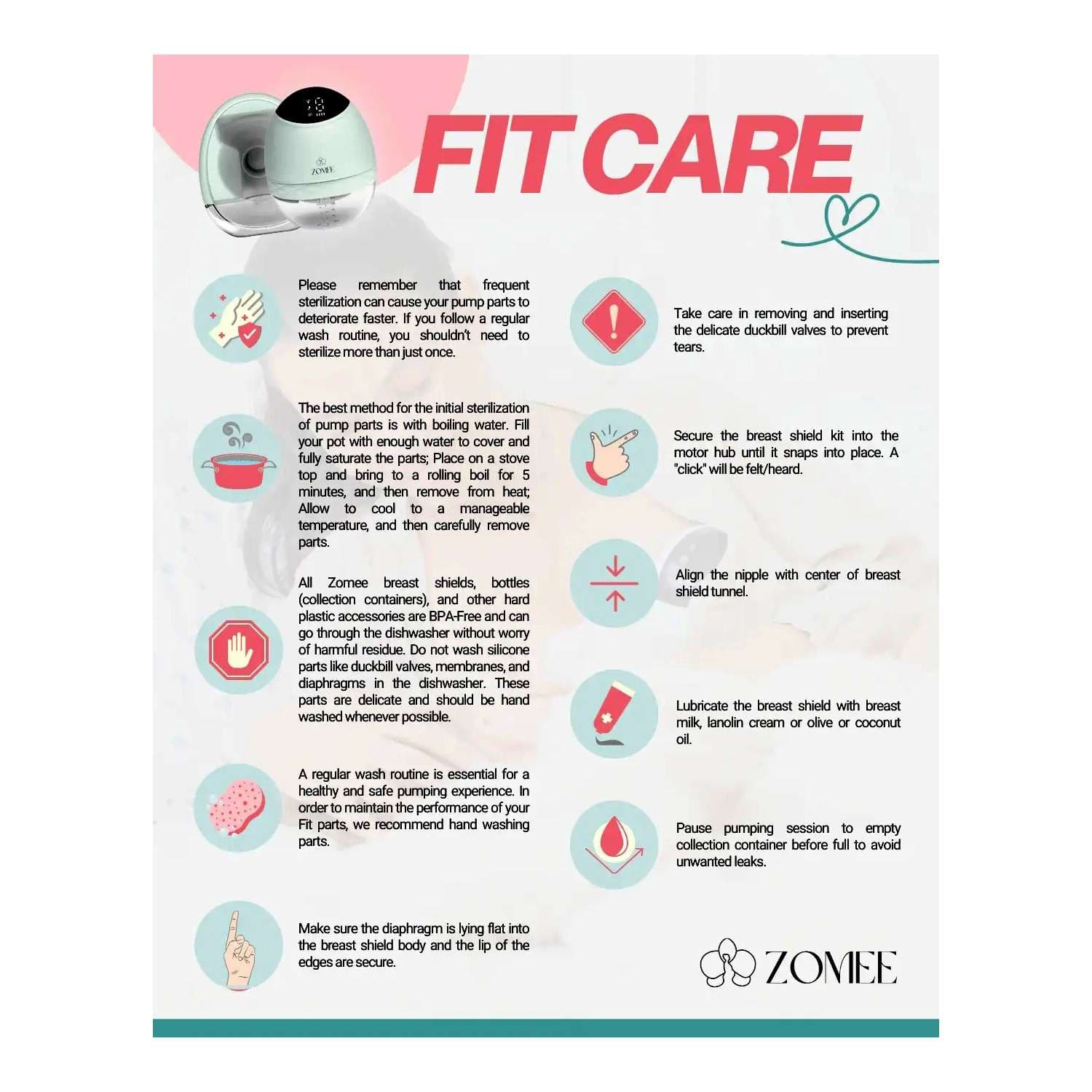 Zomee Fit Double Wearable Hands-Free Breast Pump - Image 7