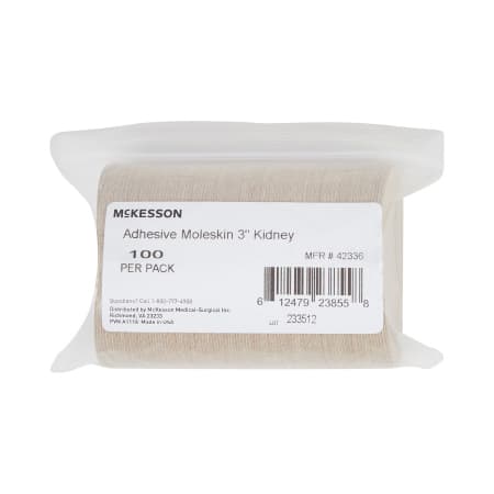 McKesson Protective Pad Beige Adhesive One Size Fits Most Kidney Shape, 3 Inch - Case of 1000 - Image 1