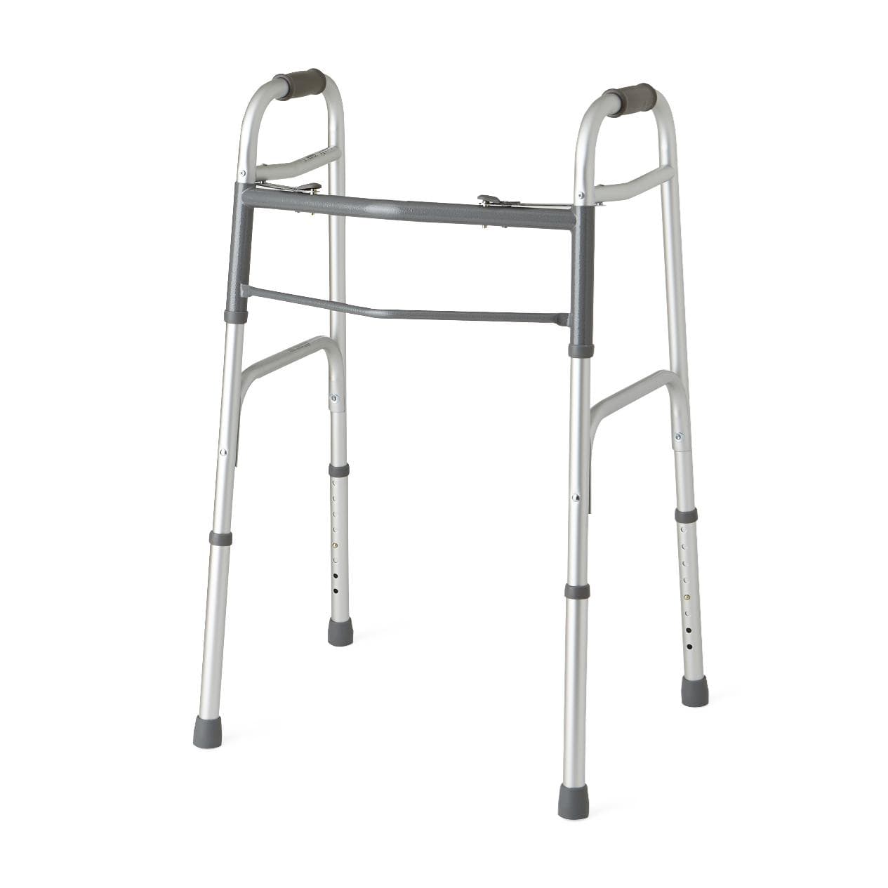 Medline Two-Button Folding Walkers without Wheels, Adjustable