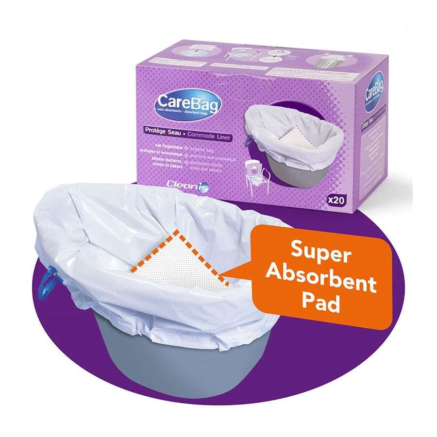 Carebag Commode Liner with Super Absorbent Pad, Green-Friendly - Box of 20 - Image 1