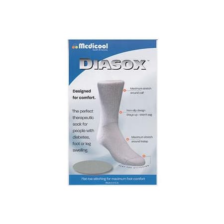 Medicool DiaSox Diabetes Socks, Extra Large, White - Image 1