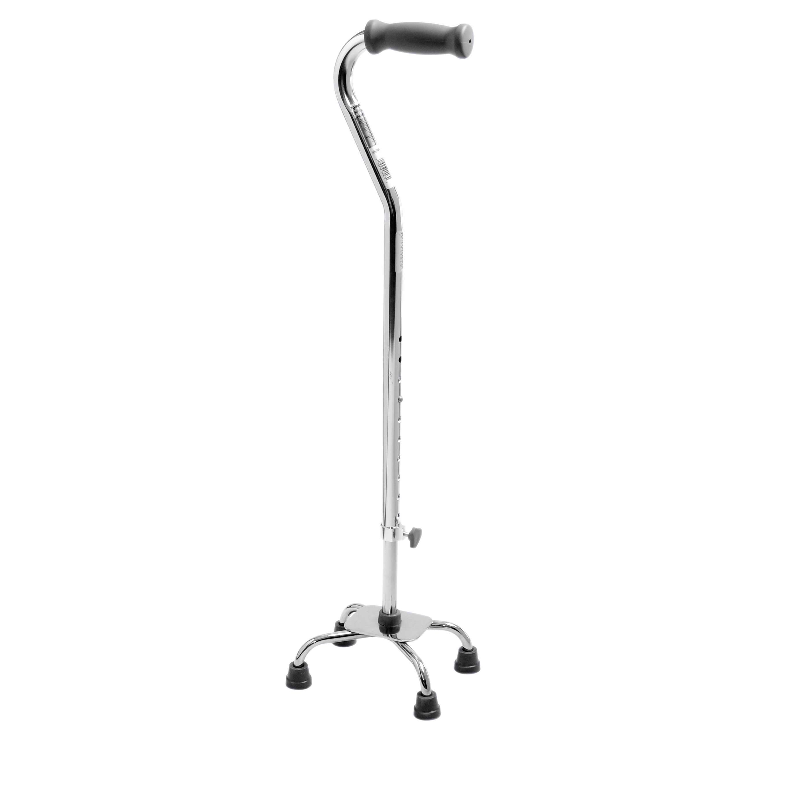 Medline Adult Aluminum Quad Cane with Small Base, Brite Chrome - Image 1