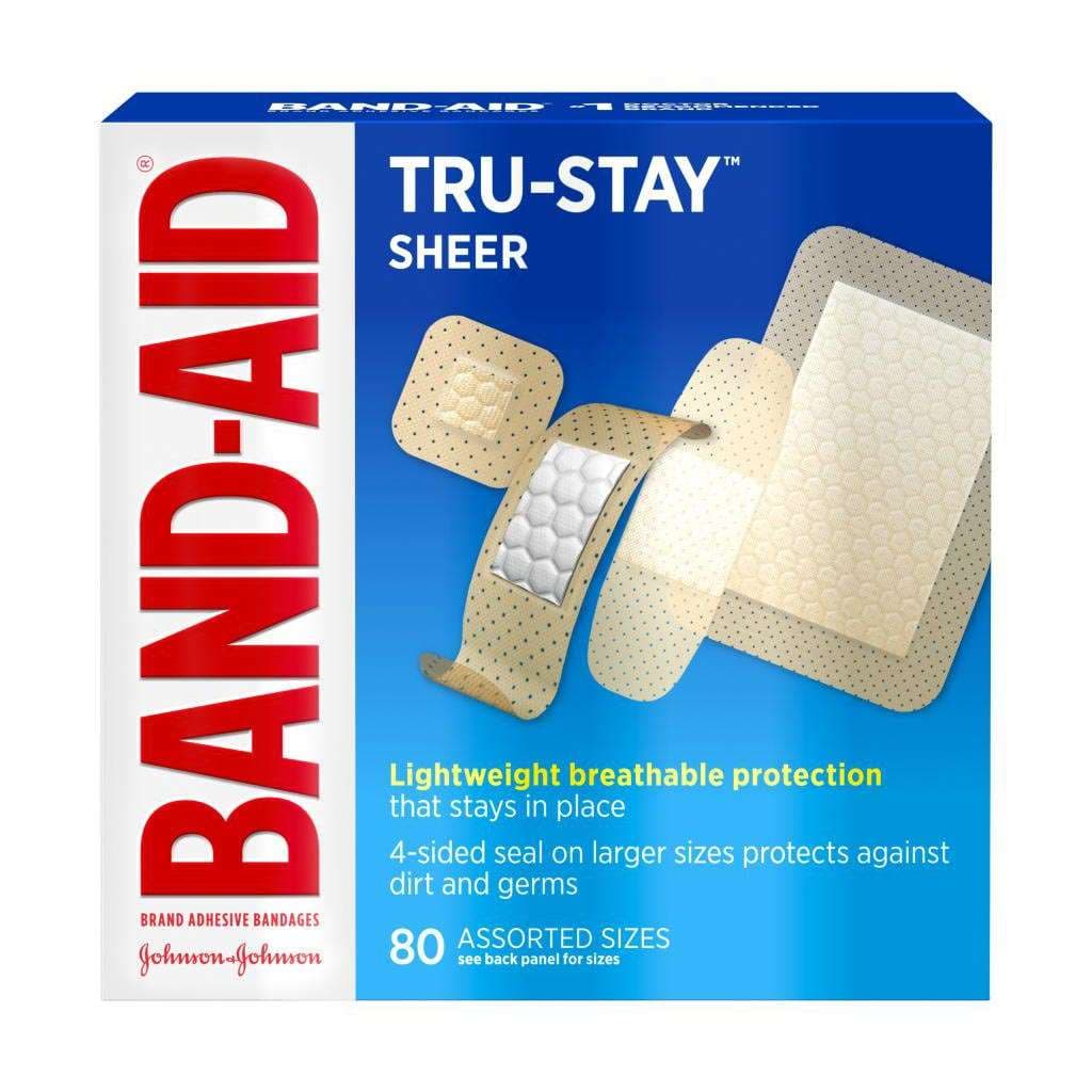Band-Aid Sheer Strip Assorted Adhesive Bandage - Box of 80