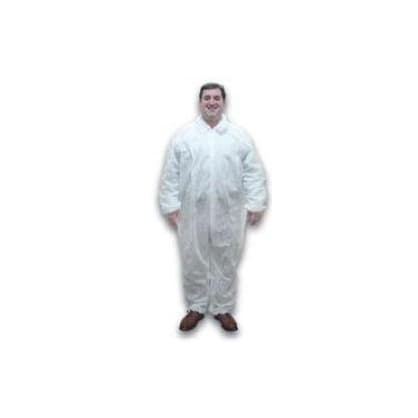 Dukal Coverall With Zipper, White, Extra Large