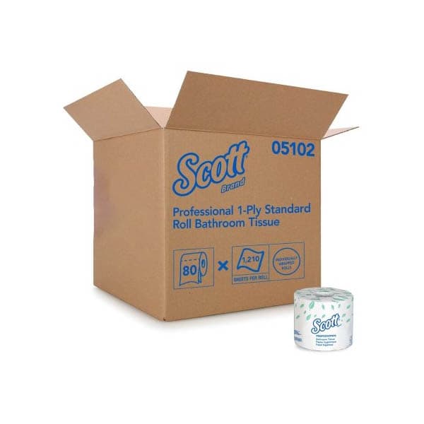 Scott Essential Toilet Tissue White 1-Ply Standard Size Cored Roll - Image 1