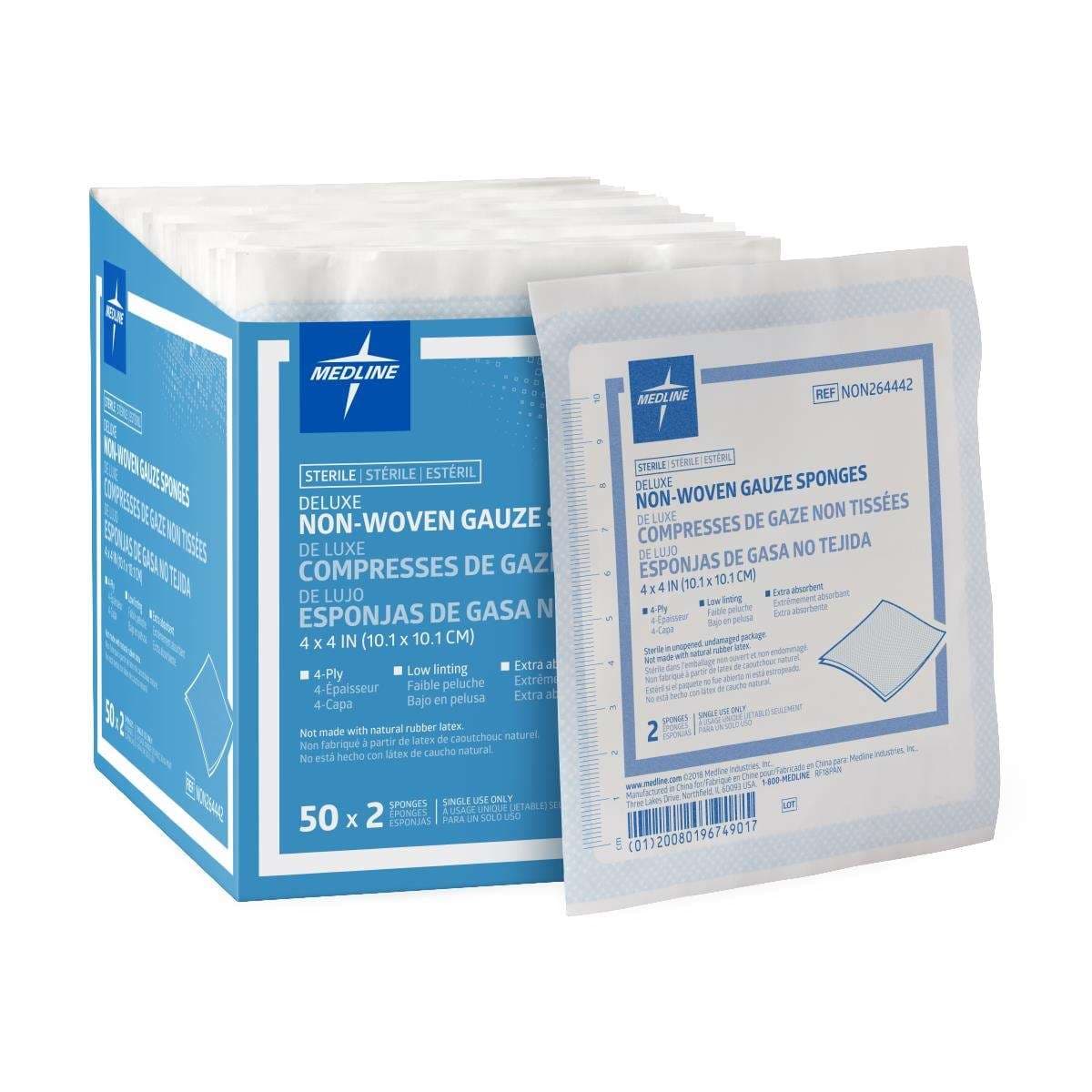Medline Deluxe Sterile Nonwoven Gauze Sponges - Image 1