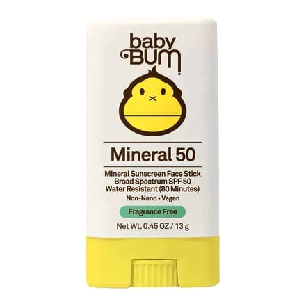 Baby Bum SPF 50 Mineral Sunscreen Face Stick, Fragrance-Free, 0.45 oz