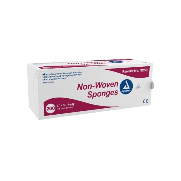 Dynarex Nonwoven Sponge White 4-Ply Square NonSterile - Image 1