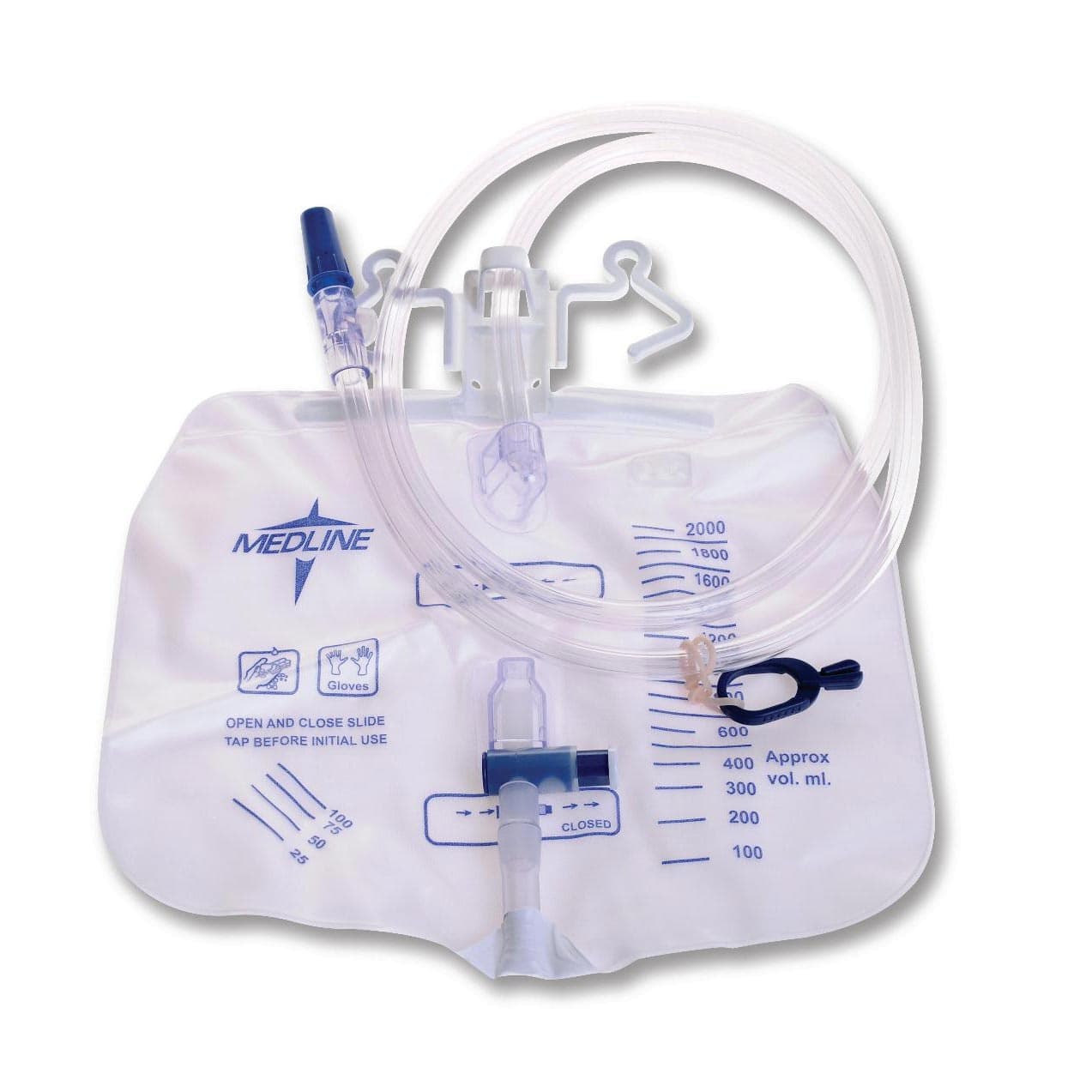 Medline Drainage Bag with Antireflux Tower and Slide-Tap Drainage Port - Each - Image 1