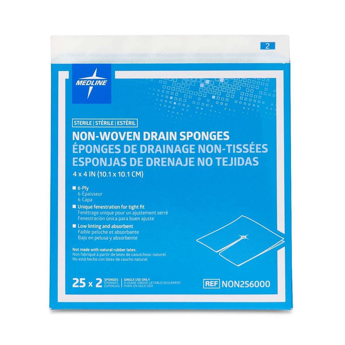 Medline Sterile Nonwoven Gauze Drain Sponges - Image 2