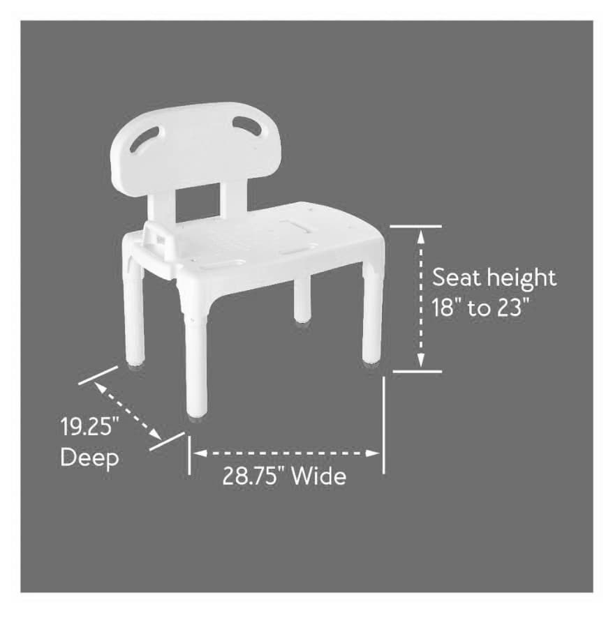 Carex Plastic Bath Transfer Bench Without Arms, White - Image 7