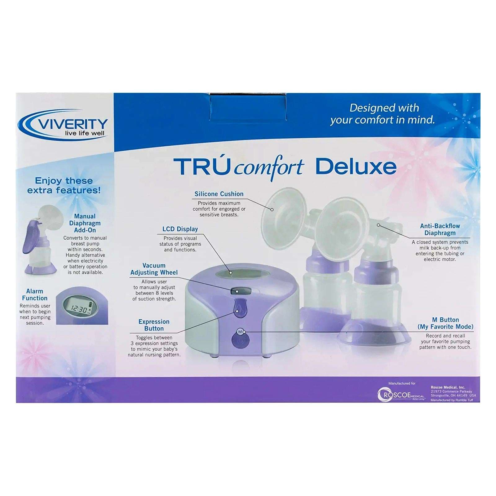 Viverity TruComfort Deluxe Double Electric Breast Pump with Manual Pump Option - Image 2