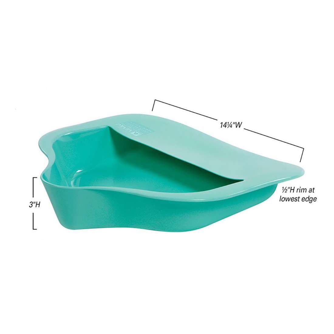 Alimed Plastic Bariatric Bed Pan with Anti-Splash, Mint Green - Image 2