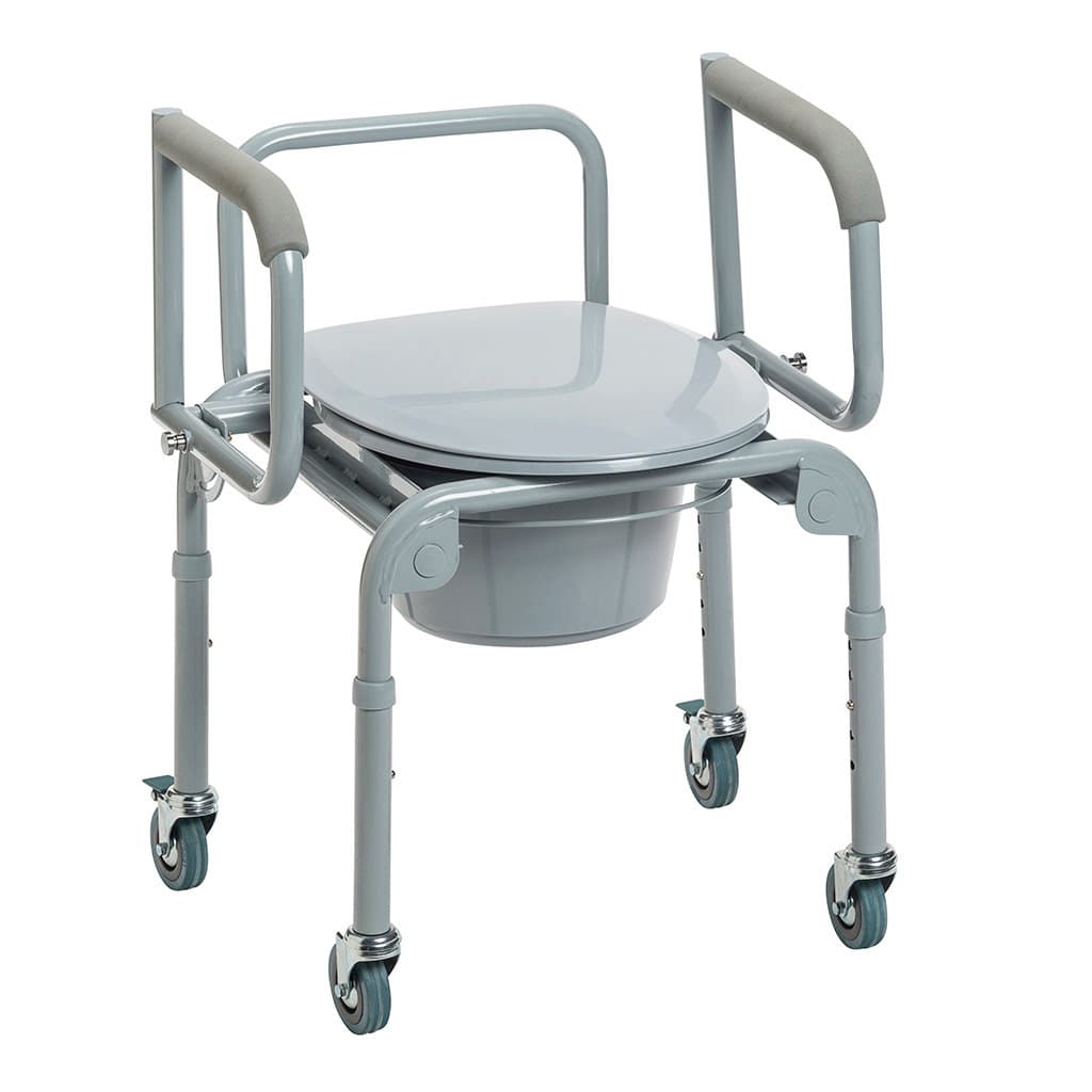 Drive Medical Steel Drop-Arm Commode with Wheels and Padded Armrests - Case of 2 - Image 2