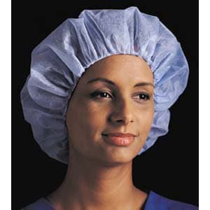 McKesson Elastic Bouffant Cap, Blue, 24 Inch Circumference - Box of 100 - Image 1