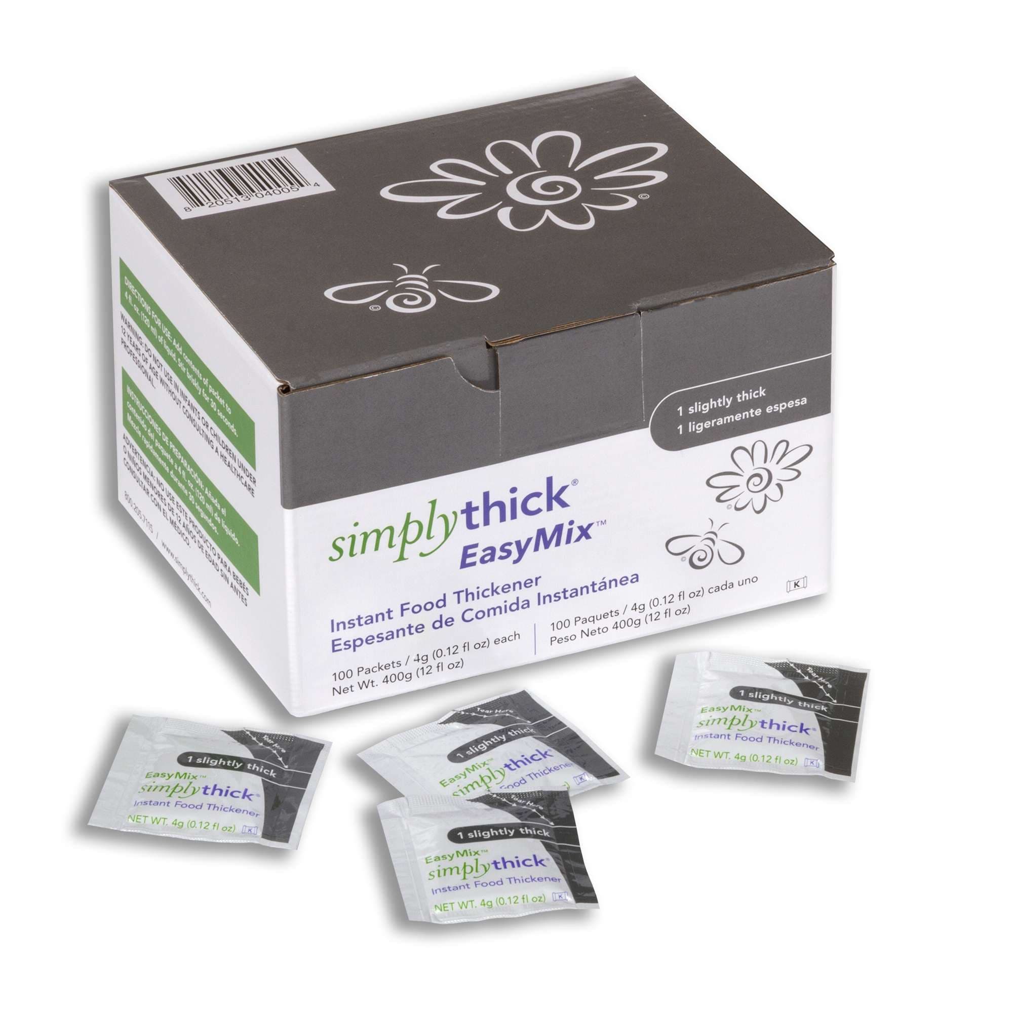 SimplyThick Easy Mix IDDSI Level 1 Food and Beverage Thickener, Unflavored, 4 oz - Box of 100 - Image 1